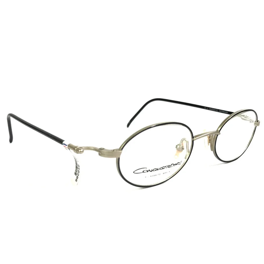 Vintage Conquistador Eyeglasses Frames JM3 02 Black Matte Silver Oval 47-19-142